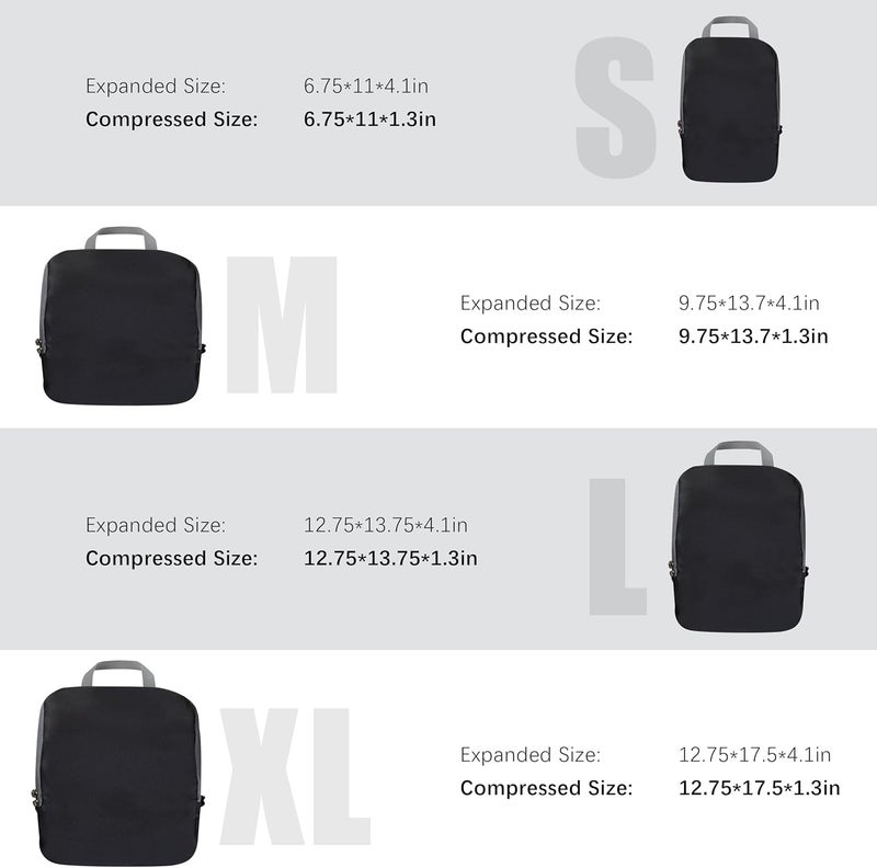 PANDA JOYS 4 Set Compression Packing Cubes Travel - Travel Accessories Expandable Packing Organizers for Carry On - Essentials Luggage Bags - Black - Image 5